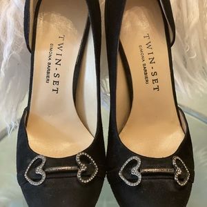 Twin - Set by Simona Barbieri Black Suede Heels/ Size 37.5